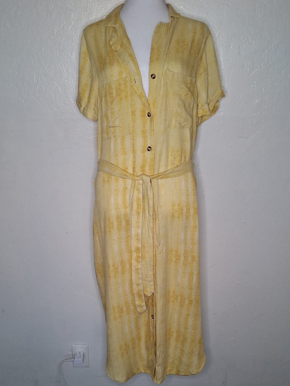 Sonoma Yellow Tye Dye Dress with Buttons & Tie Waist
